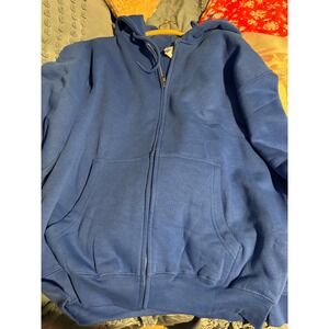 Drake Maye New England Patriots Blue Full Zip Hoodie Mens Large LS14003